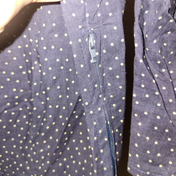 Laura Ashley vintage 3/4 sleeve polka dot midi dress blue yellow size 10 - Picture 10 of 12